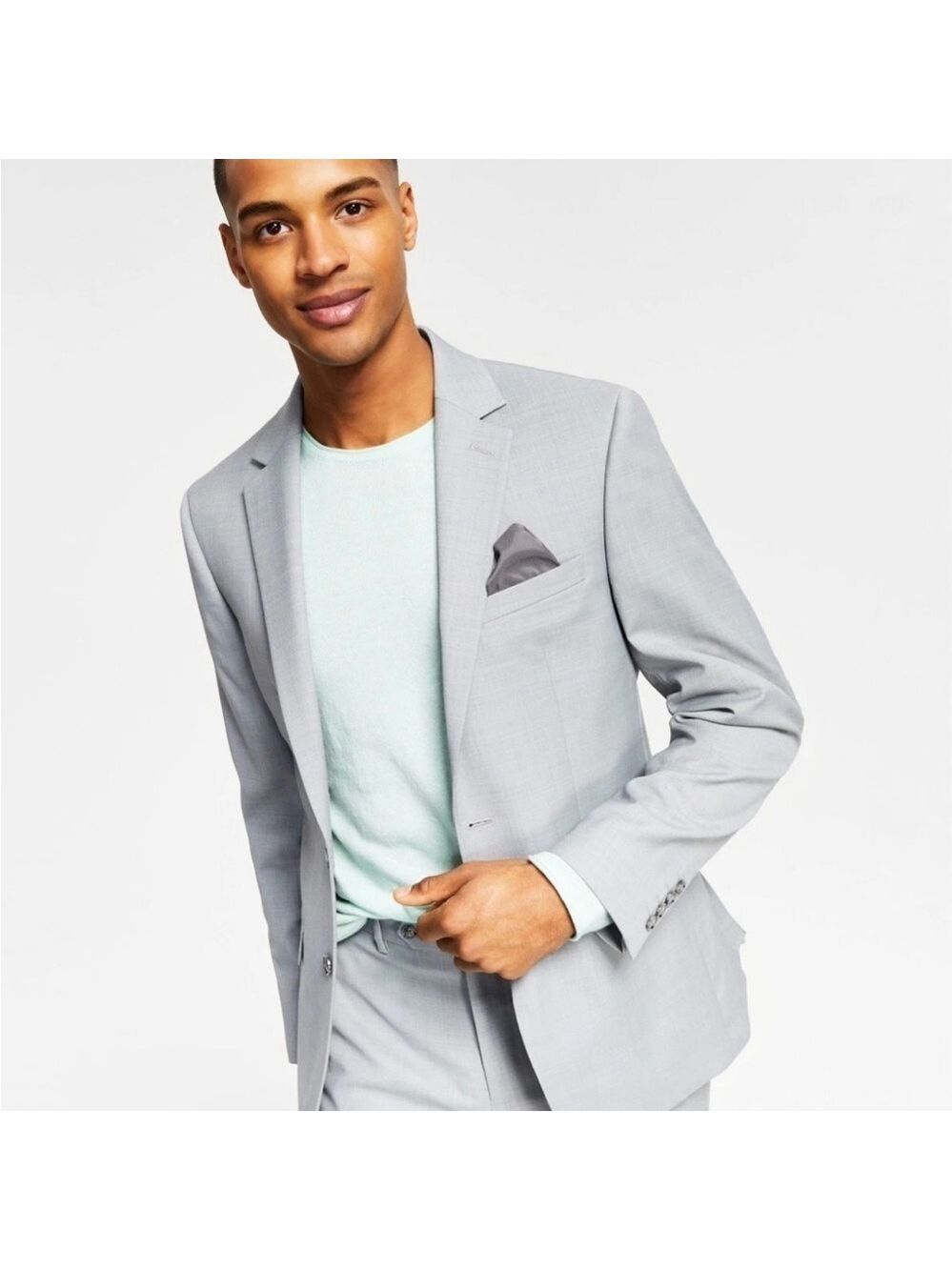 Bar III Men’s Grey Wool Skinny Fit Blazer Sports Coat Suit Jacket 44 Long